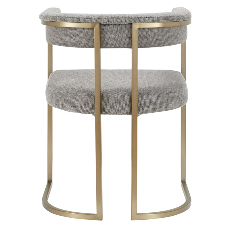 Byron - Modern Grey Fabric + Antique Brass Dining Chair