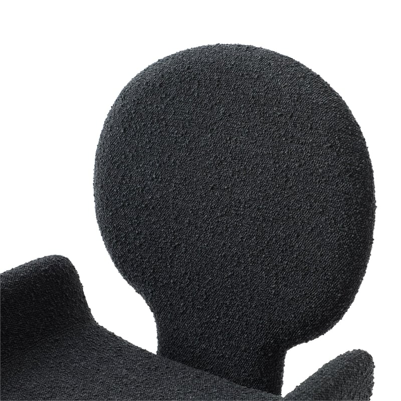 Neptune - Contemporary Black Fabric + Brushed Black Gun Dining Chair