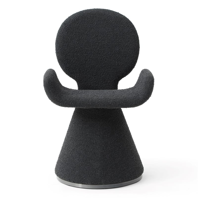 Neptune - Contemporary Black Fabric + Brushed Black Gun Dining Chair