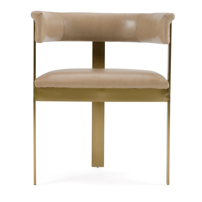 Boswell - Modern Brown Faux Leather + Gold Dining Chair
