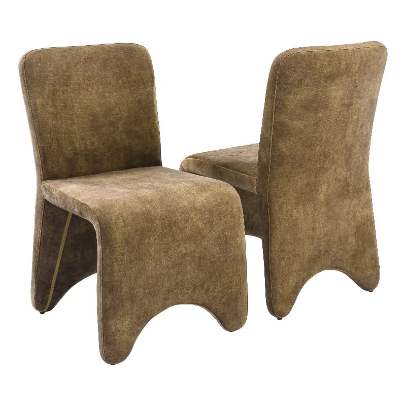 Ditka - Modern Camel Velvet Dining Chair (Set of 2)