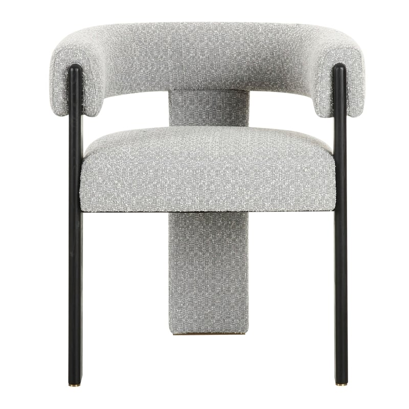 Kenmare - Modern Light Grey Fabric + Black Dining Chair