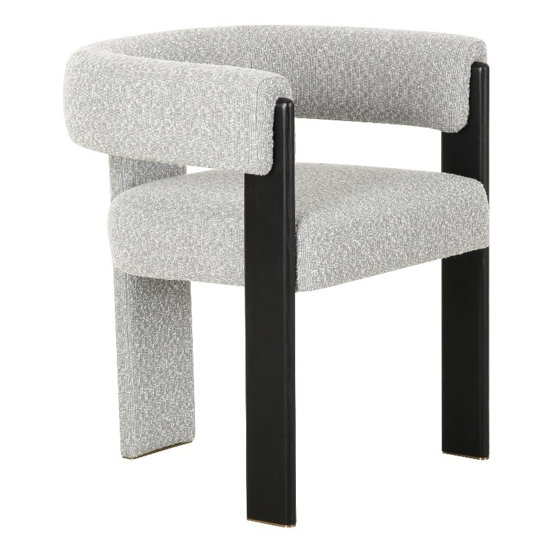 Kenmare - Modern Light Grey Fabric + Black Dining Chair