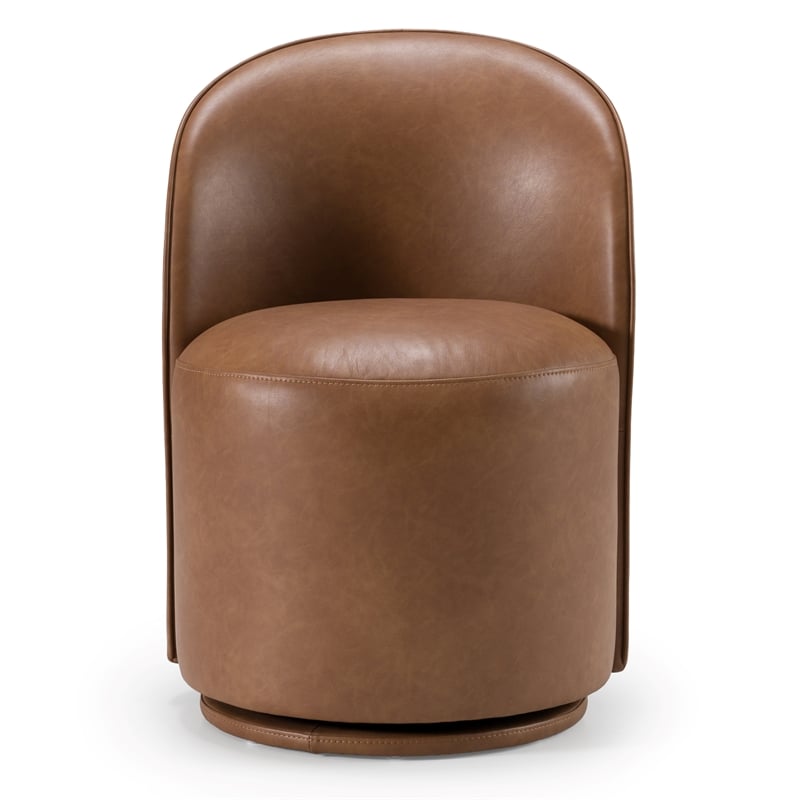 Correa - Modern Brown Vegan Leather Swivel Dining Chair