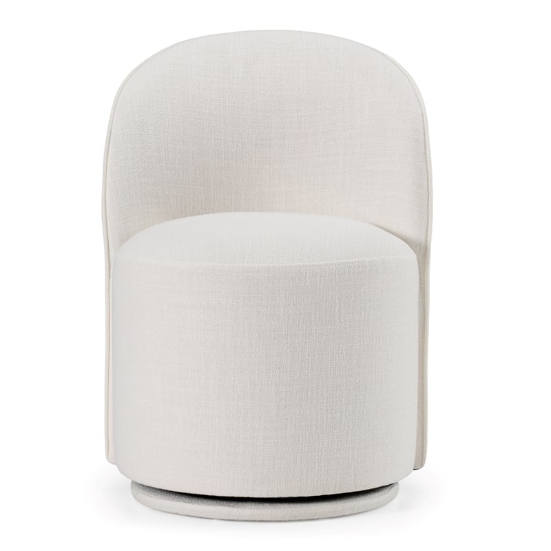 Correa - Modern White Fabric Swivel Dining Chair