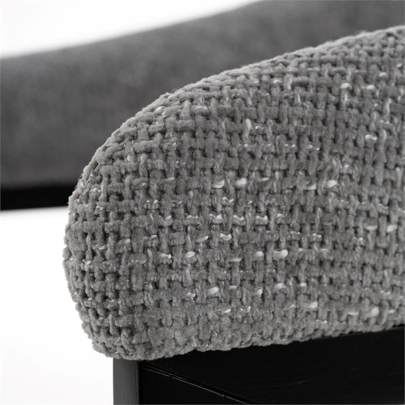 Maury - Modern Grey Fabric + Black Dining Chair
