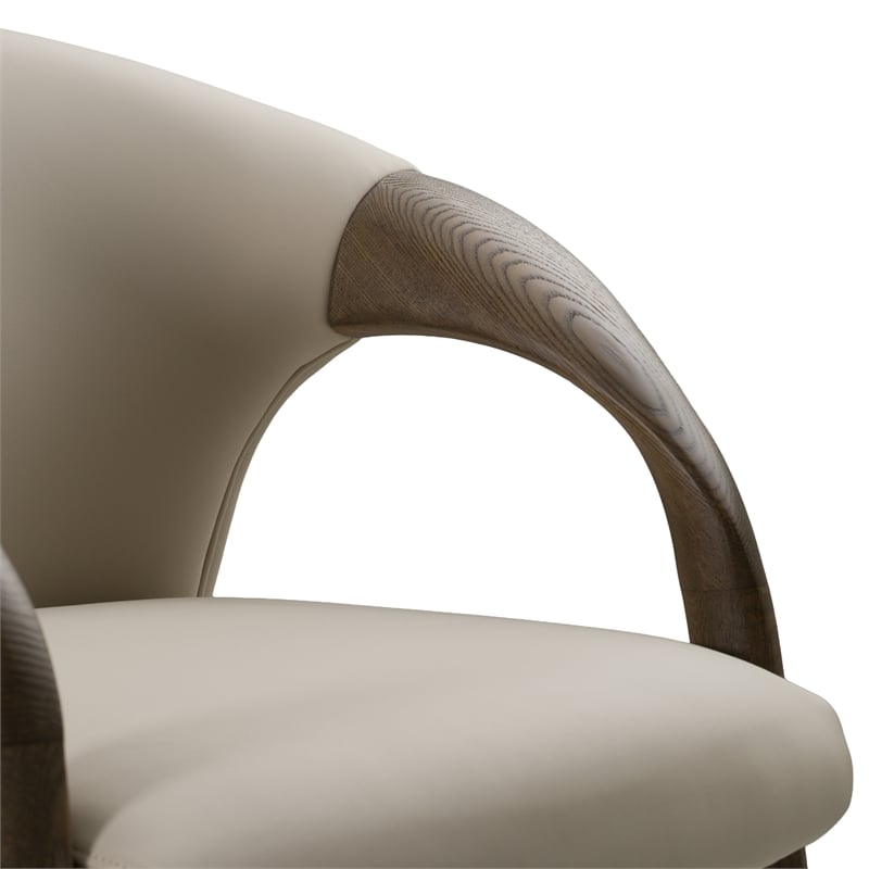 Wynetta Mid-Century Modern Grey Vegan Leather + Grey Ash Dining Chair