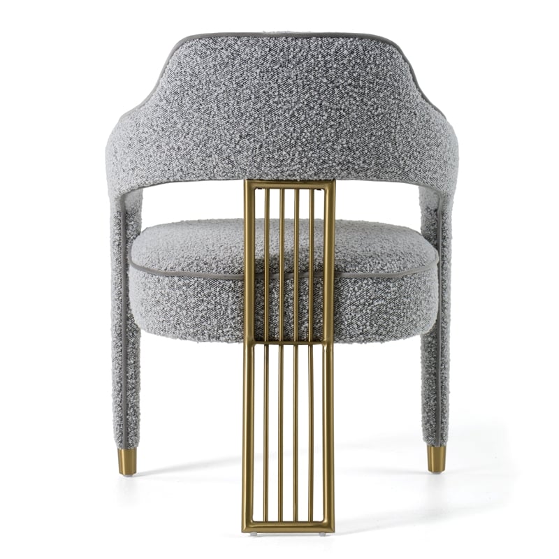 Kasem - Modern Grey Fabric + Gold Dining Chair