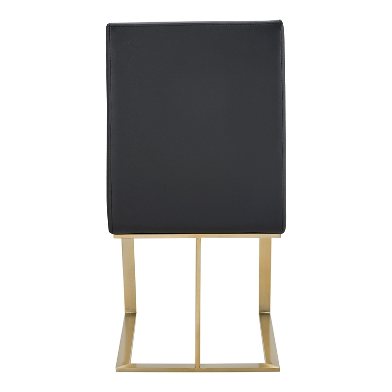 Frankie - Modern Dark Grey Vegan Leather + Antique Brass Dining Chair