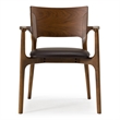 Edelman - Mid-Century Modern Brown Leatherette + Walnut Dining Chair