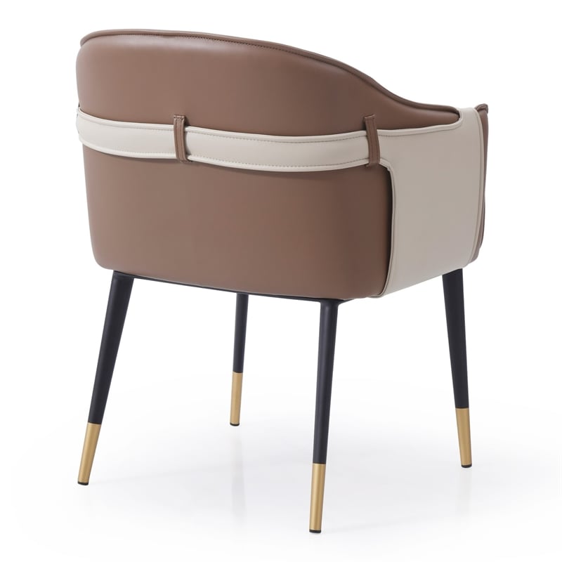 Calderon - Modern Brown & Beige Vegan Leather Dining Chair