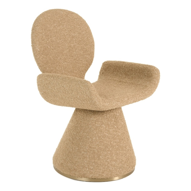 Neptune - Contemporary Beige Fabric + Brushed Brass Dining Chair