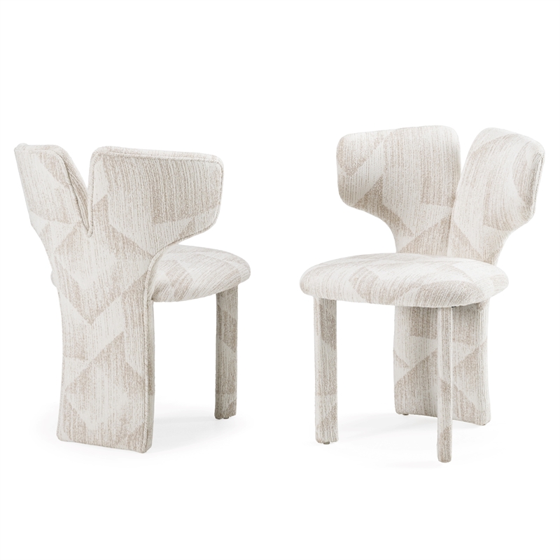 Masuda - Modern Beige Pattern Fabric Dining Chair (Set of 2)