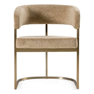 Sebastian - Modern Brown Fabric + Antique Brass Dining Chair