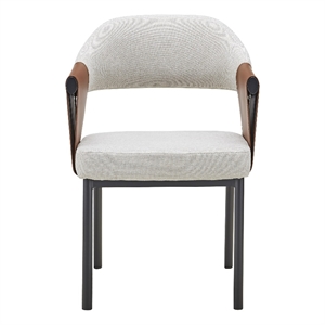 Jensen - Modern Light Grey Fabric + Camel Vegan Leather Dining Chair