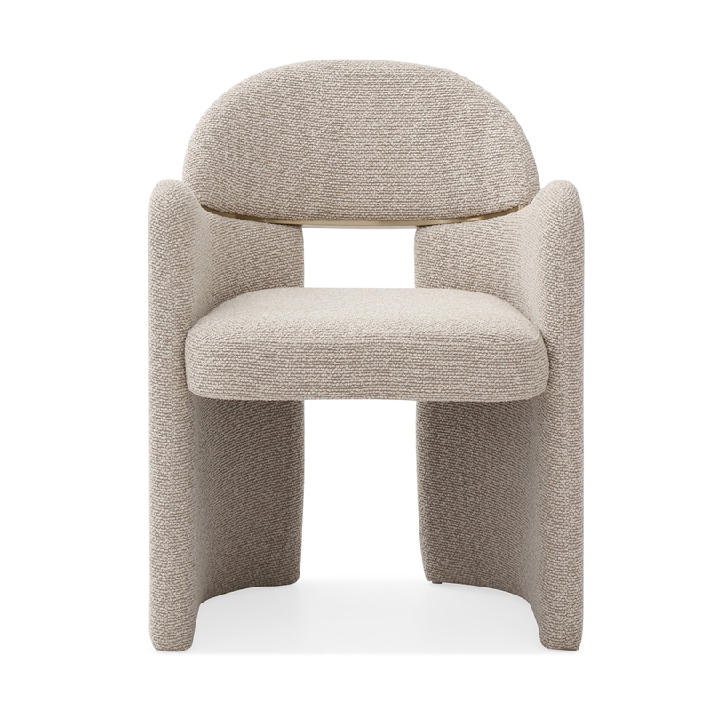Ashley - Modern Beige Fabric + Brushed Brass Dining Chair