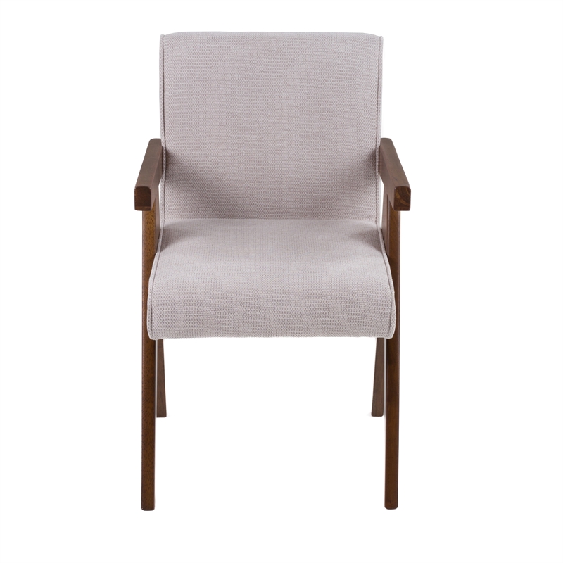 Joseline - Modern Beige Fabric + Walnut Dining Chair (Set of 2)