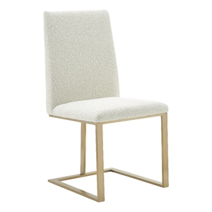 Frankie - Modern Off White Fabric + Antique Brass Dining Chair
