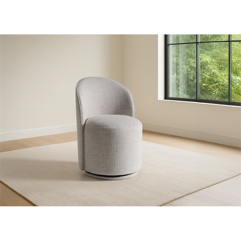 Correa - Modern Light Gray Fabric Swivel Dining Chair