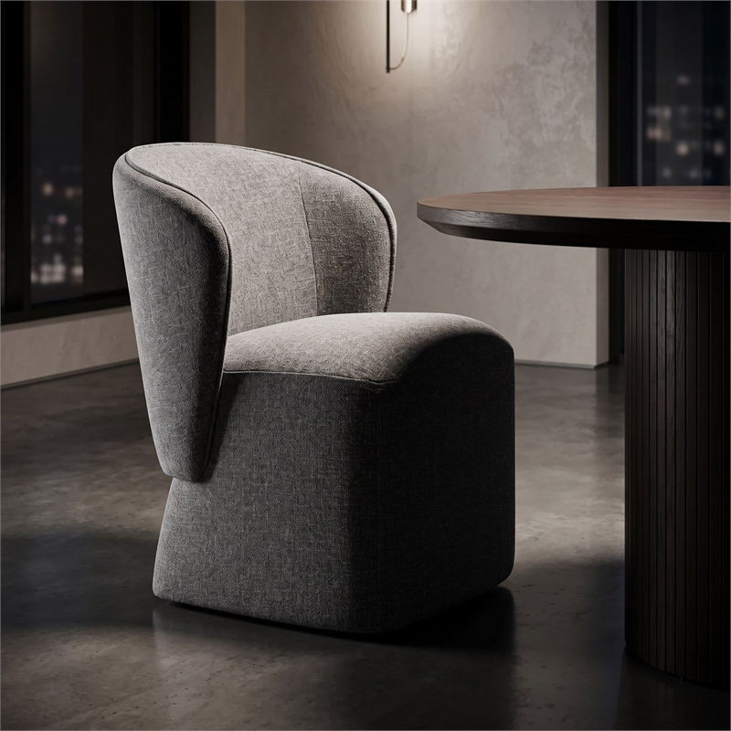 Souza - Modern Gray Fabric Swivel Dining Chair