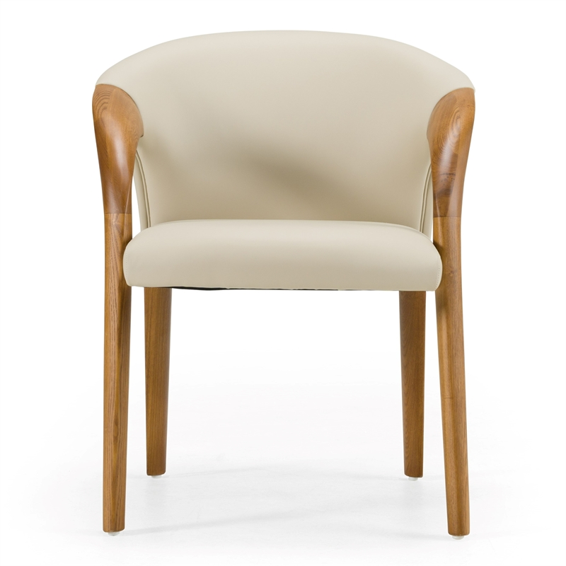 Wynetta Mid-Century Modern Gray Vegan Leather + Walnut Dining Chair