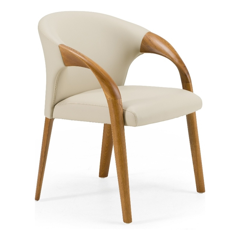 Wynetta Mid-Century Modern Gray Vegan Leather + Walnut Dining Chair