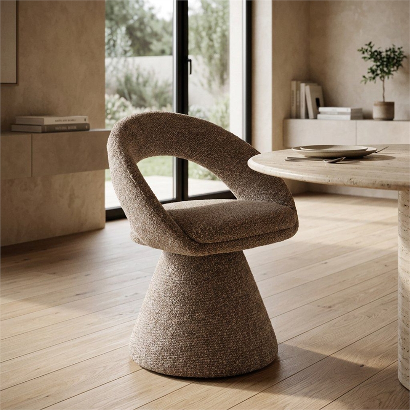 Wiles - Modern Gray Fabric Swivel Dining Chair