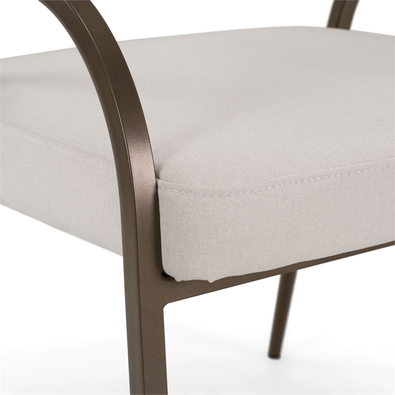Hudson - Modern Off White Fabric + Bronze Dining Chair