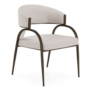 Hudson - Modern Off White Fabric + Bronze Dining Chair