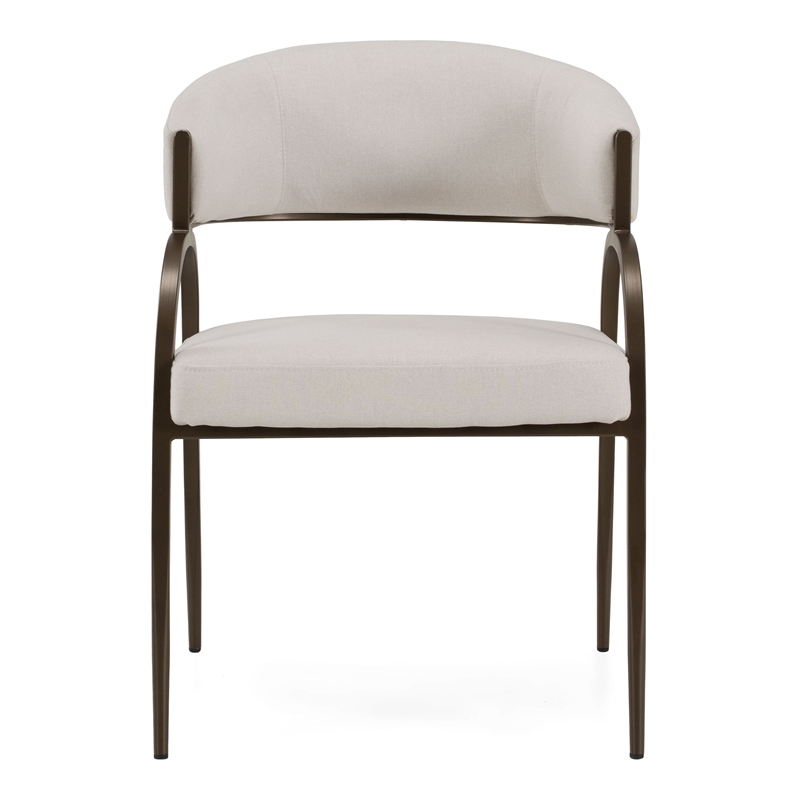 Hudson - Modern Off White Fabric + Bronze Dining Chair