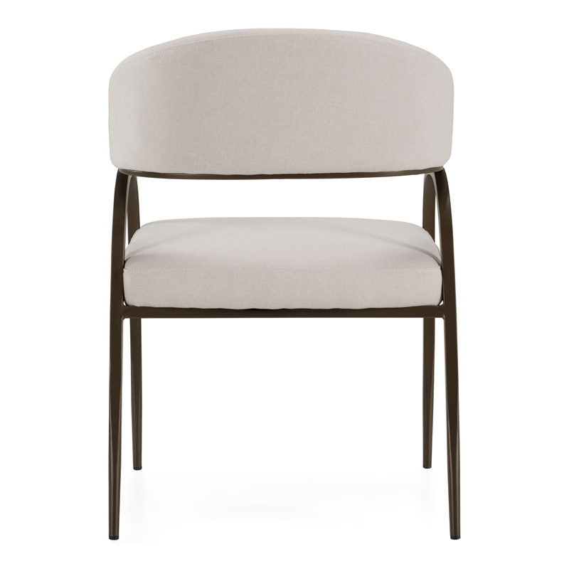 Hudson - Modern Off White Fabric + Bronze Dining Chair