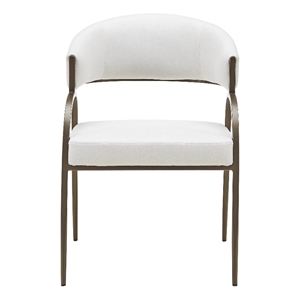 Hudson - Modern Off White Fabric + Bronze Dining Chair