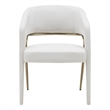 Elson - Modern Off White Fabric + Antique Brass Dining Chair