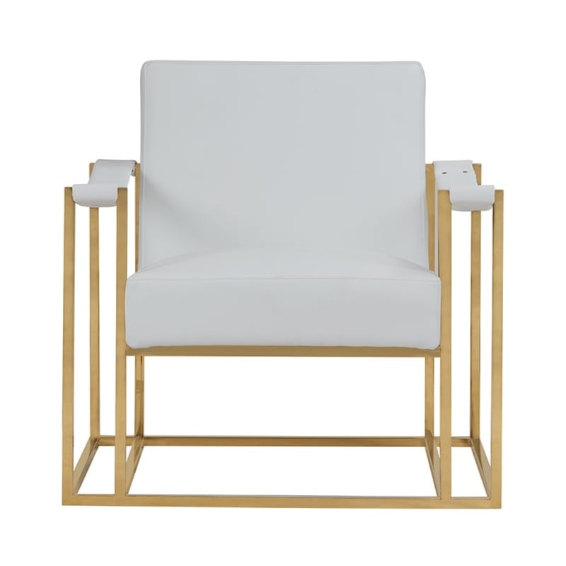 Larson Modern White Leatherette & Gold Accent Chair