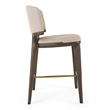 Calvary - Mid-Century Modern Beige Vegan Leather & Grey Ash Counter Chair