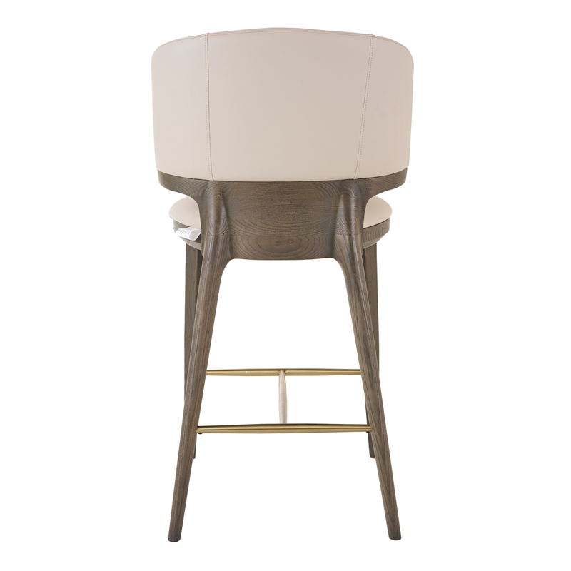 Calvary - Mid-Century Modern Beige Vegan Leather & Grey Ash Counter Chair
