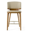 Calvary - Mid-Century Modern Beige Vegan Leather & Walnut Counter Chair