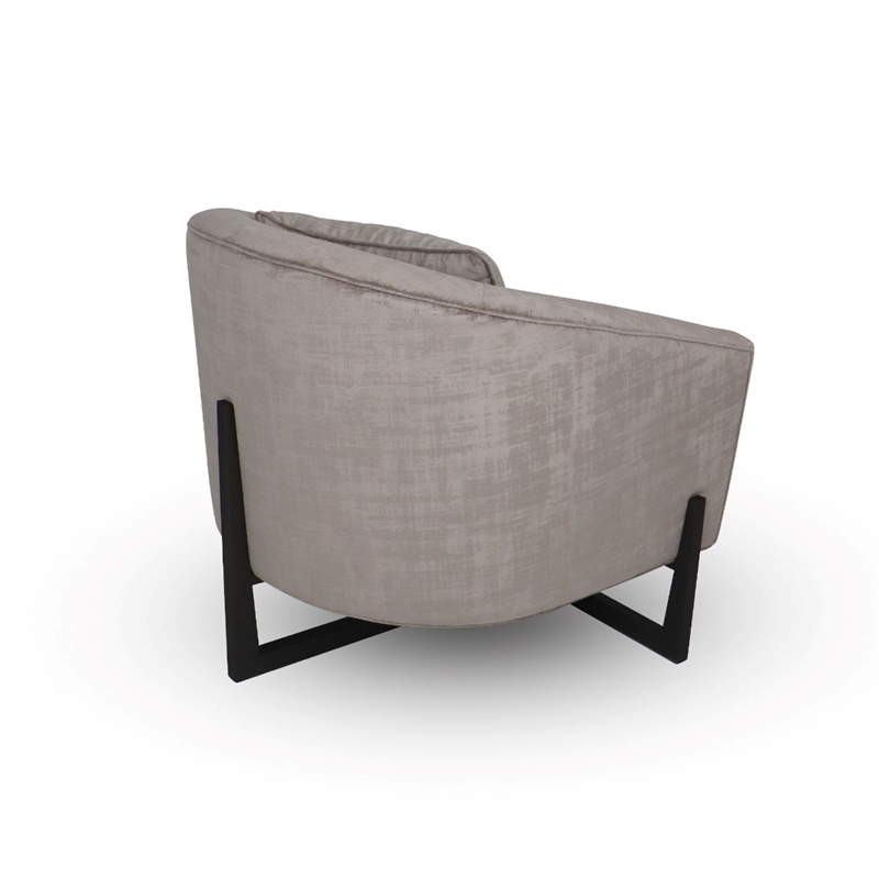 Forbis - Contemporary Light Grey Fabric & Brown Accent Chair