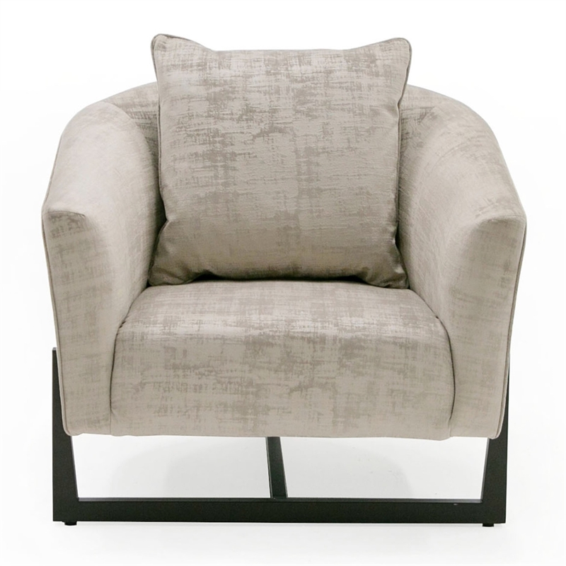Forbis - Contemporary Light Grey Fabric & Brown Accent Chair
