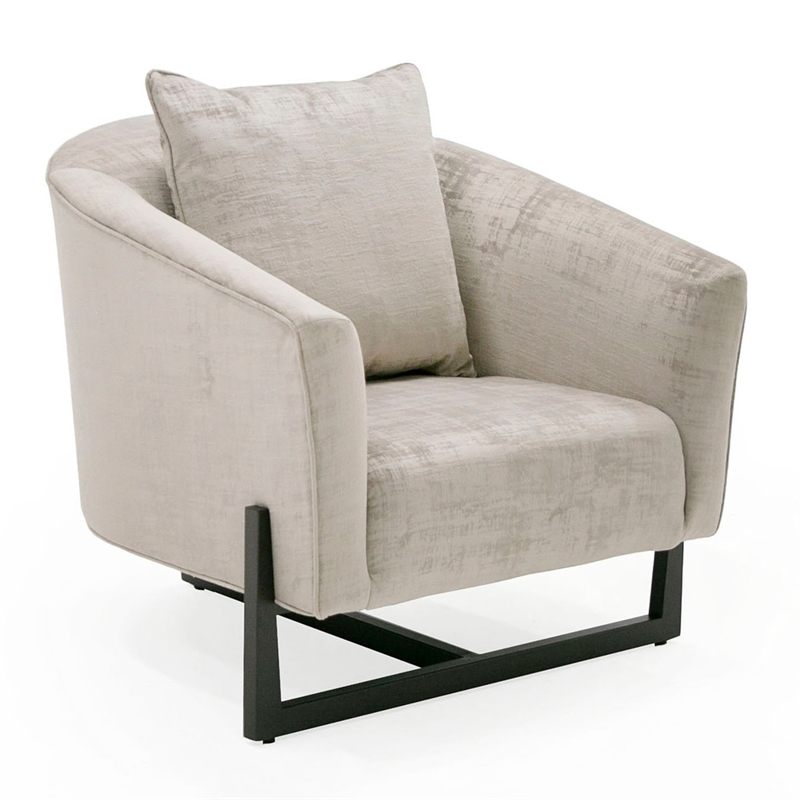 Forbis - Contemporary Light Grey Fabric & Brown Accent Chair
