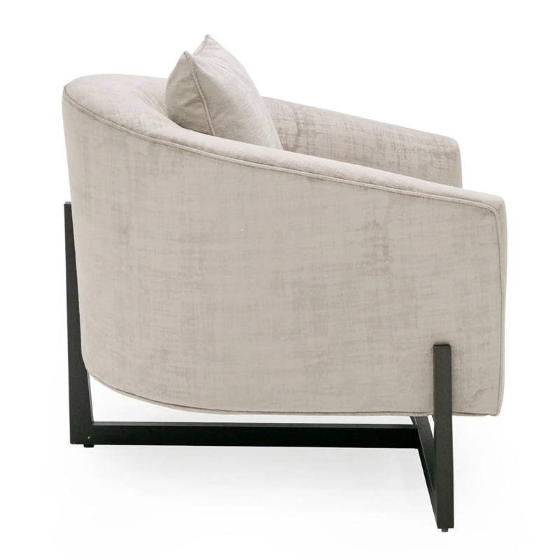 Forbis - Contemporary Light Grey Fabric & Brown Accent Chair