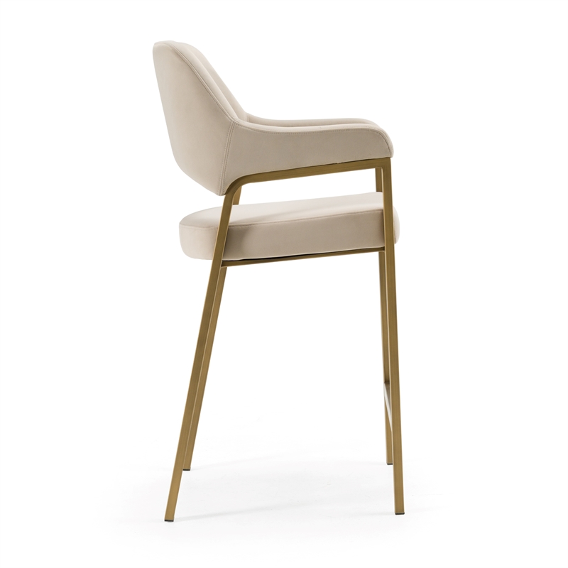 George - Modern Beige Fabric & Antique Brass Counter Chair