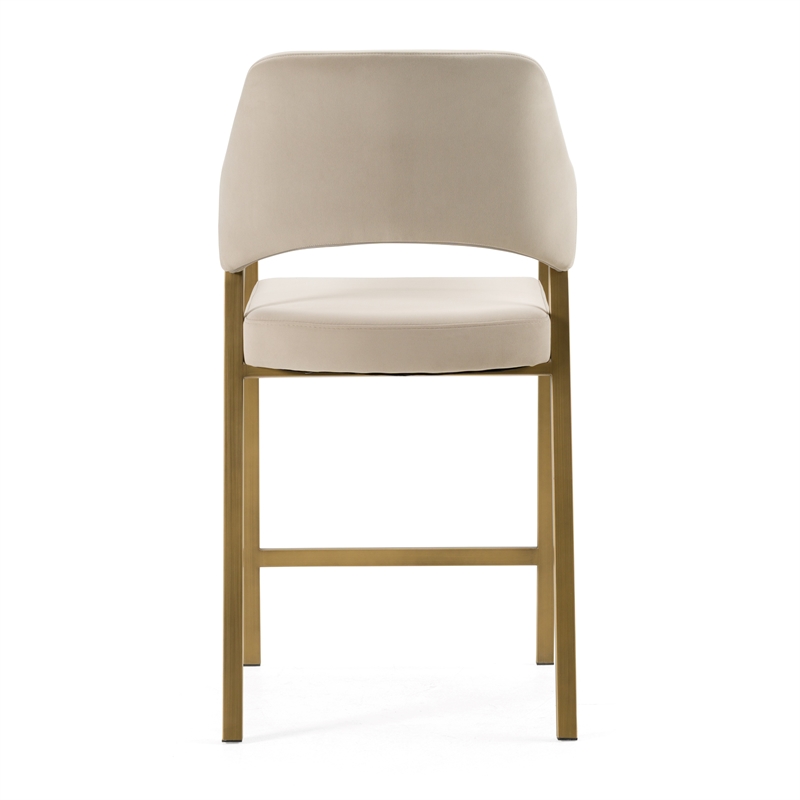 George - Modern Beige Fabric & Antique Brass Counter Chair