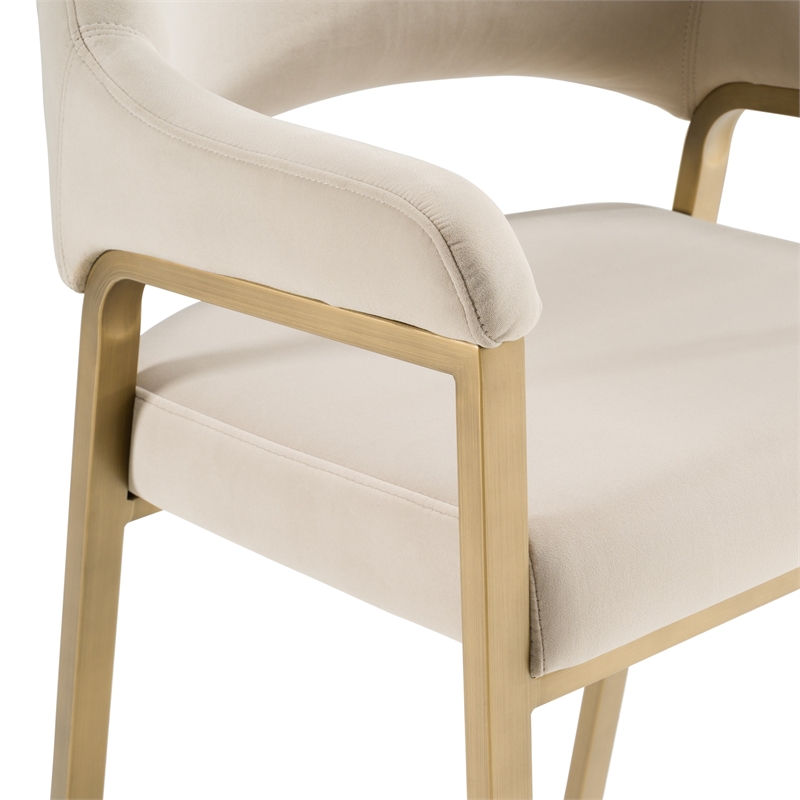 George - Modern Beige Fabric & Antique Brass Counter Chair