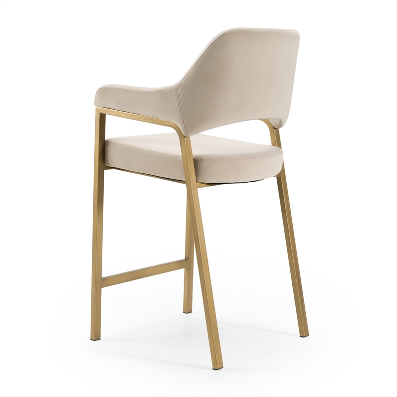 George - Modern Beige Fabric & Antique Brass Counter Chair