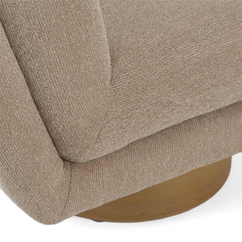Petito - Modern Beige Fabric & Chestnut Accent Chair