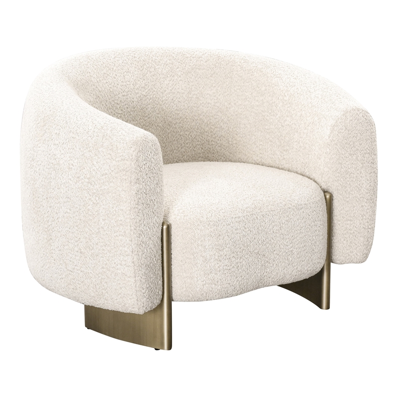 Thrive - Modern Beige Fabric & Antique Brass Accent Chair
