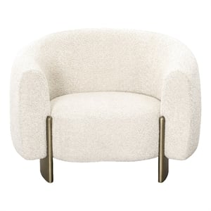 Thrive - Modern Beige Fabric & Antique Brass Accent Chair