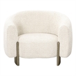 Thrive - Modern Beige Fabric & Antique Brass Accent Chair