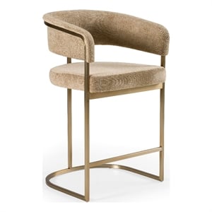 Sebastian - Modern Brown Fabric & Antique Brass Counter Chair